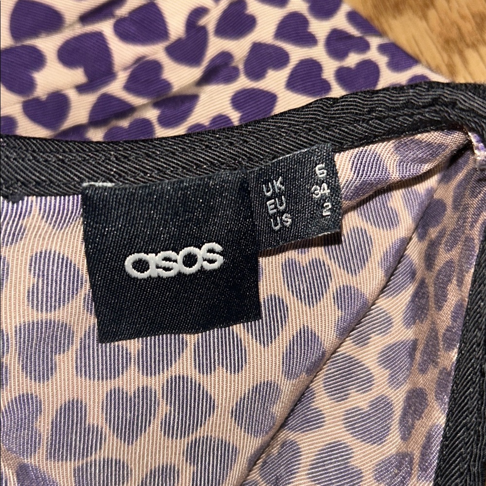 ASOS Purple Heart Dress with Black Collar - Picture 7 of 10